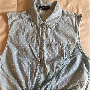 Girls front tie polkadot shirt